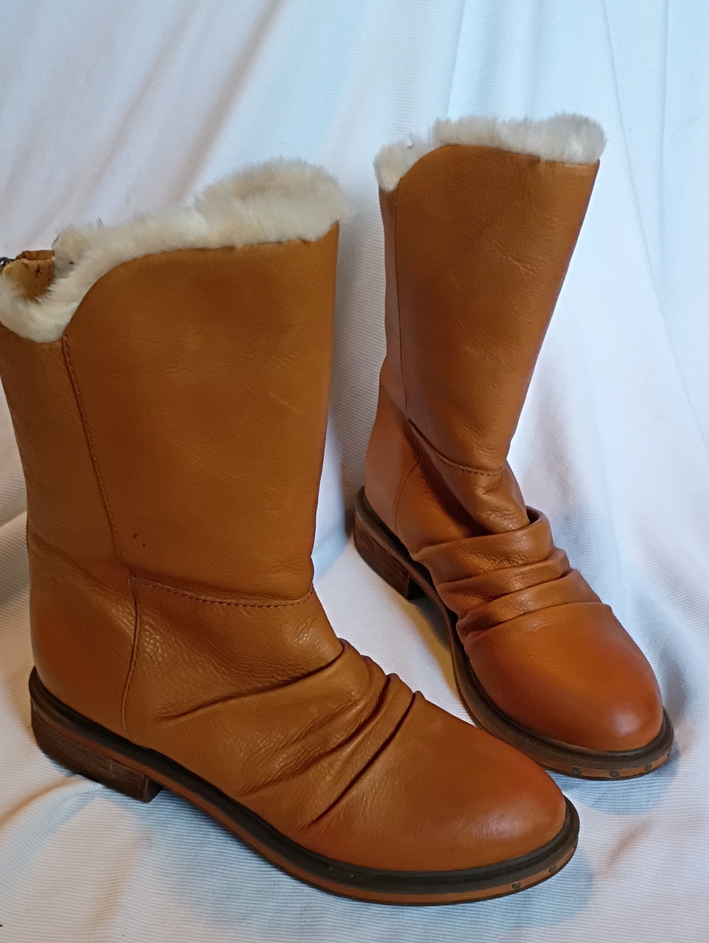 Naya Women's Tan Leather Mid-Calf Boots